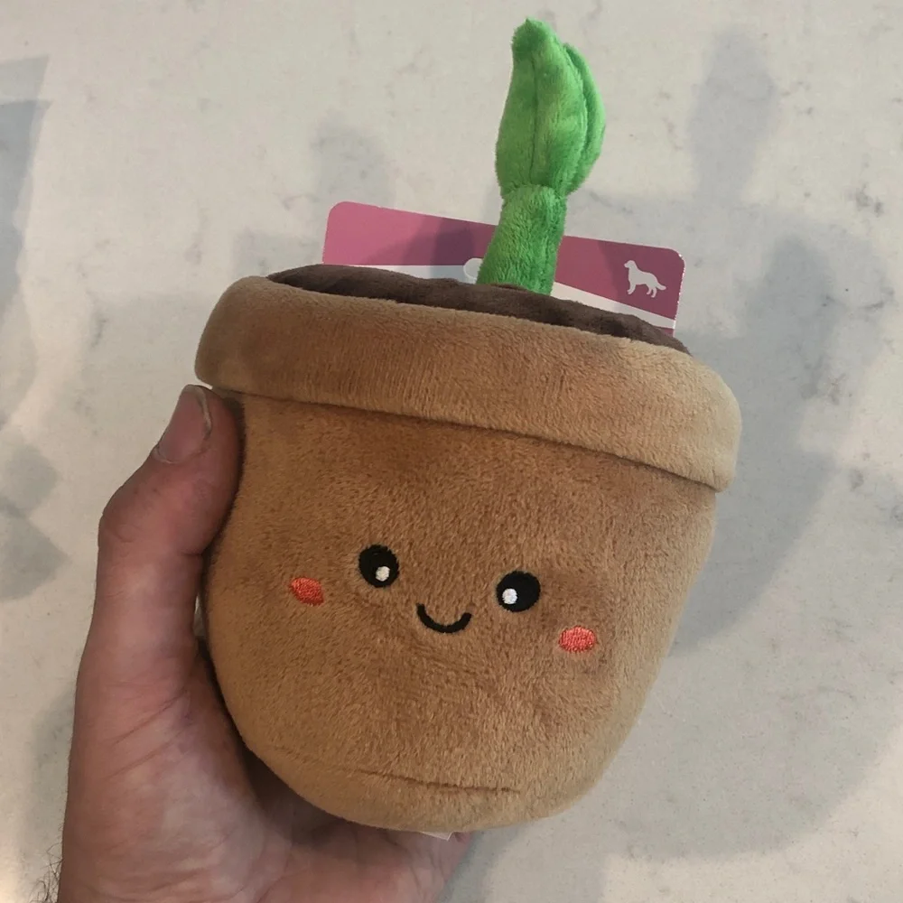 PetShop Plush Plant Pot Dog Toy - Green and Brown